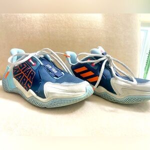 Star Wars/ Adidas collab Size 5 blue/ orange sneakers/ basketball shoes